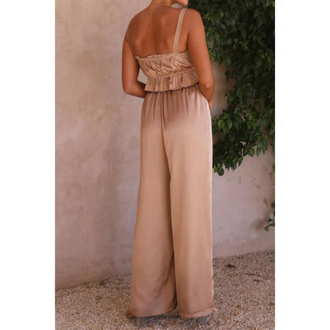 Ruffled Sleeveless Top and Wide Leg Pants Set