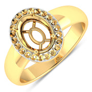 Bids.com 0.22 Carat Genuine White Diamond 14K Yellow Gold Semi Mount Ring - holds 9x7mm Oval Gemstone Rings