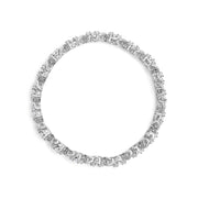 Bids.com 14K White Gold 7 3/8 Cttw Round Brilliant Diamond Floral Cluster and S Link Bracelet (H-I Color, SI2-I1 Clarity) - 7" Inches Bracelets