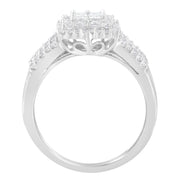 Bids.com 10K White Gold Diamond Cluster Ring (1 cttw, H-I Color, I1-I2 Clarity) Rings