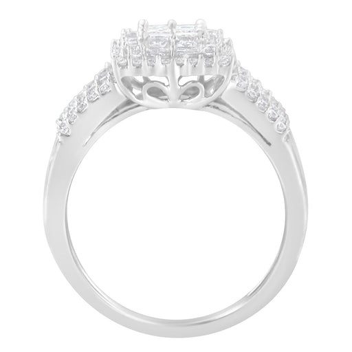Bids.com 10K White Gold Diamond Cluster Ring (1 cttw, H-I Color, I1-I2 Clarity) Rings