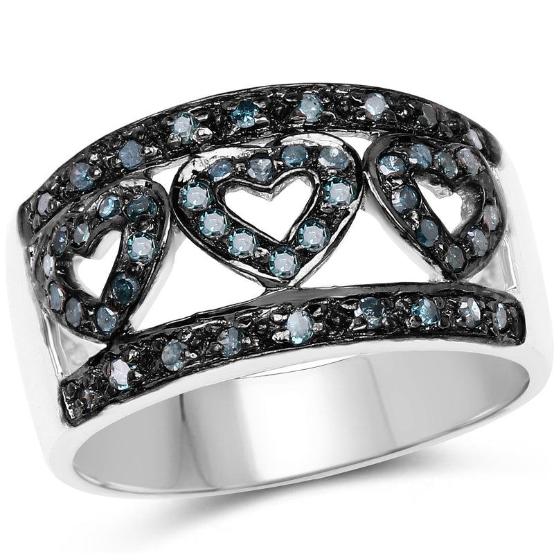 Bids.com 0.32 Carat Genuine Blue Diamond .925 Sterling Silver Ring Rings
