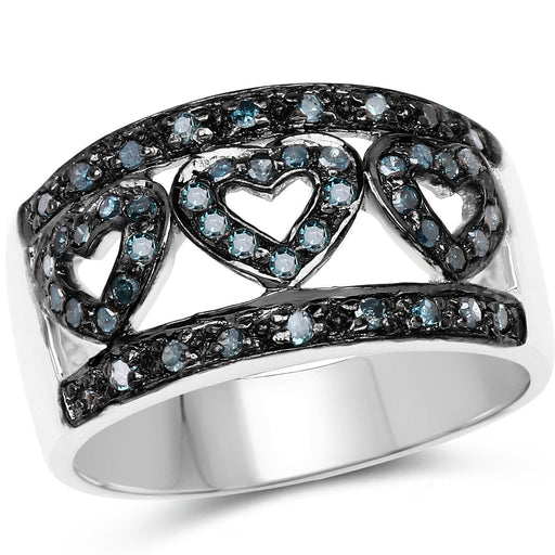 Bids.com 0.32 Carat Genuine Blue Diamond .925 Sterling Silver Ring Rings