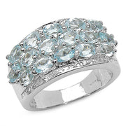 Bids.com 3.24 Carat Genuine Blue Topaz & White Topaz .925 Sterling Silver Ring Rings
