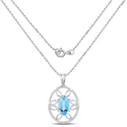 Bids.com 6.17 Carat Genuine Swiss Blue Topaz .925 Sterling Silver Pendant Pendants