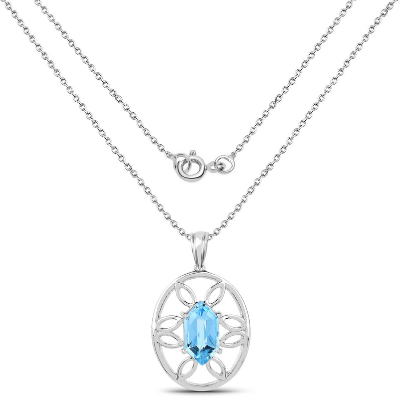 Bids.com 6.17 Carat Genuine Swiss Blue Topaz .925 Sterling Silver Pendant Pendants