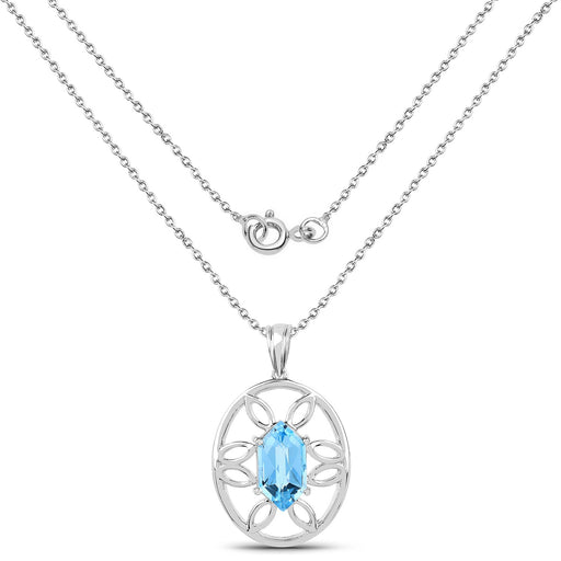 Bids.com 6.17 Carat Genuine Swiss Blue Topaz .925 Sterling Silver Pendant Pendants