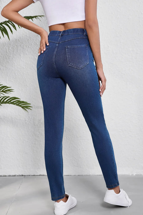 High Waist Skinny Jeans with Pockets