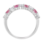 Bids.com 10KT White Gold 1/2 cttw Diamond and 3MM Created Blue Sapphire Gemstone Band Ring (H-I, I1-I2) - Size 7 Rings