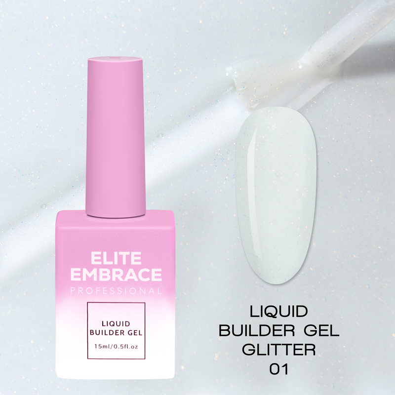 nbmsupply ELITE EMBRACE Professional Liquid Builder Gel Glitter 01 15ml ELBGG0115