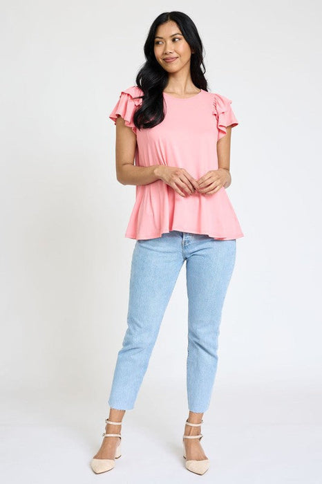 Spring Double Ruffle Sleeve Top