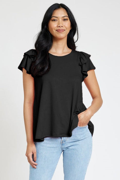 Spring Double Ruffle Sleeve Top