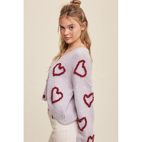 Lots of Love Knit Copped Heart Cardigan