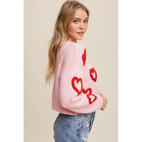 Lots of Love Knit Copped Heart Cardigan