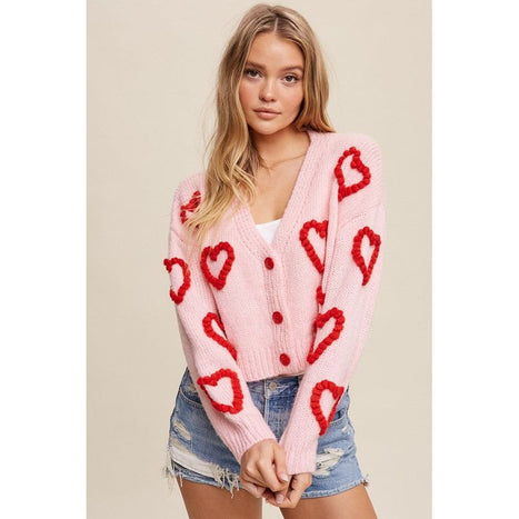 Lots of Love Knit Copped Heart Cardigan