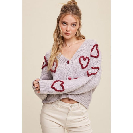 Lots of Love Knit Copped Heart Cardigan