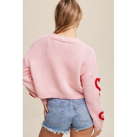 Lots of Love Knit Copped Heart Cardigan