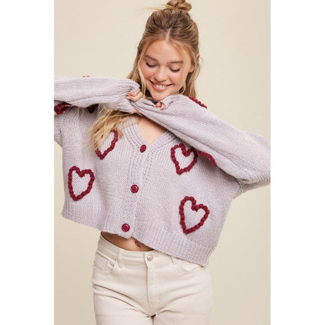 Lots of Love Knit Copped Heart Cardigan