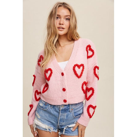 Lots of Love Knit Copped Heart Cardigan