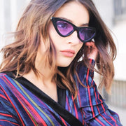 zeroUV Women's Retro Flat Angle Colored Lens Black Frame Sunglasses C511 Sunglasses