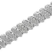 Bids.com .925 Sterling Silver 3.0 Cttw Diamond Multi Row Cluster Slanted Wave Link 7-Â¼â€ Tennis Bracelet (I-J Color, I2-I3 Clarity) Bracelets