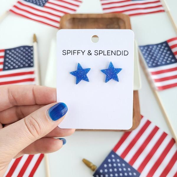 Spiffy & Splendid Liberty Star Studs - Blue