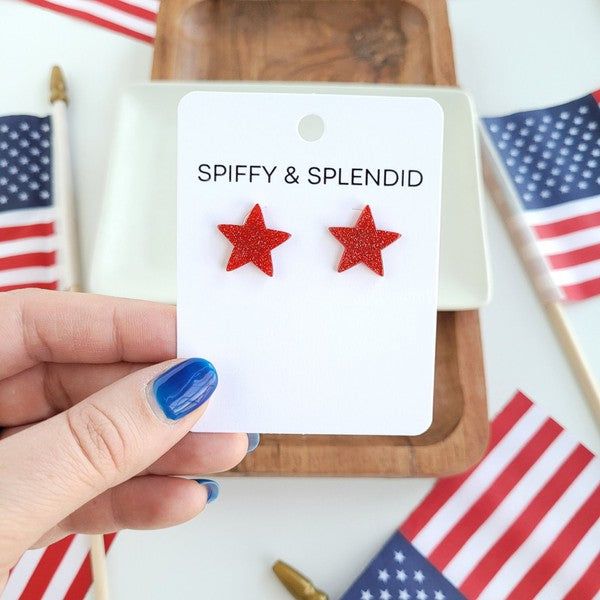 Liberty Star Studs - Red