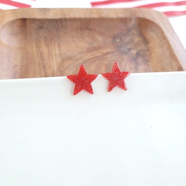 Liberty Star Studs - Red