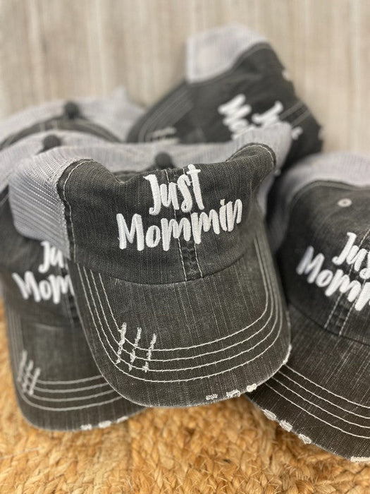 just mommin embroidered trucker hat