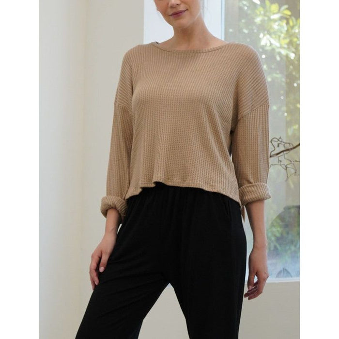 Bamboo Waffle Loose Crop T