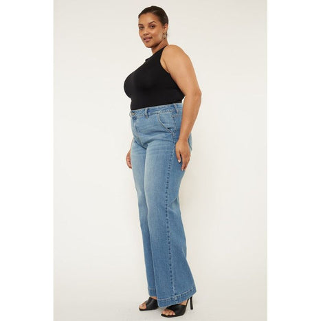 Plus High Rise Trouser Wide Leg Jeans