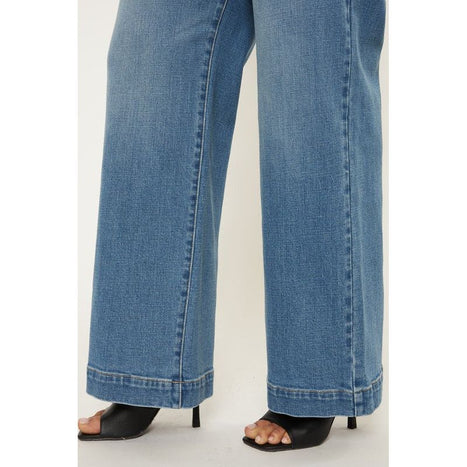 Plus High Rise Trouser Wide Leg Jeans