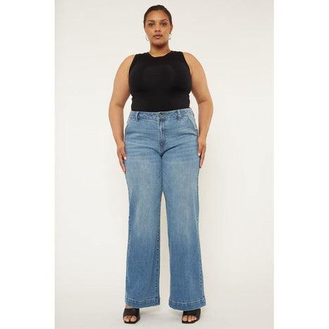 Plus High Rise Trouser Wide Leg Jeans