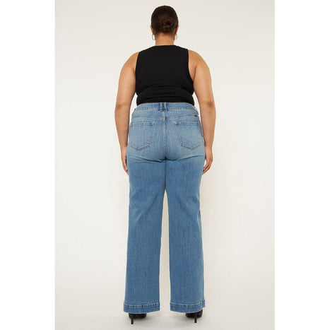 Plus High Rise Trouser Wide Leg Jeans