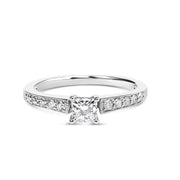 Bids.com 14K White Gold Diamond 1/2 Cttw Princess Cut Diamond Engagement Ring (G-H Color, VS2-SI1 Clarity) - Size 7 Rings