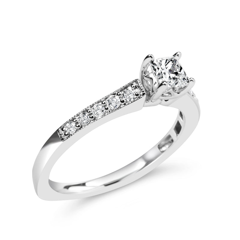 Bids.com 14K White Gold Diamond 1/2 Cttw Princess Cut Diamond Engagement Ring (G-H Color, VS2-SI1 Clarity) - Size 7 Rings