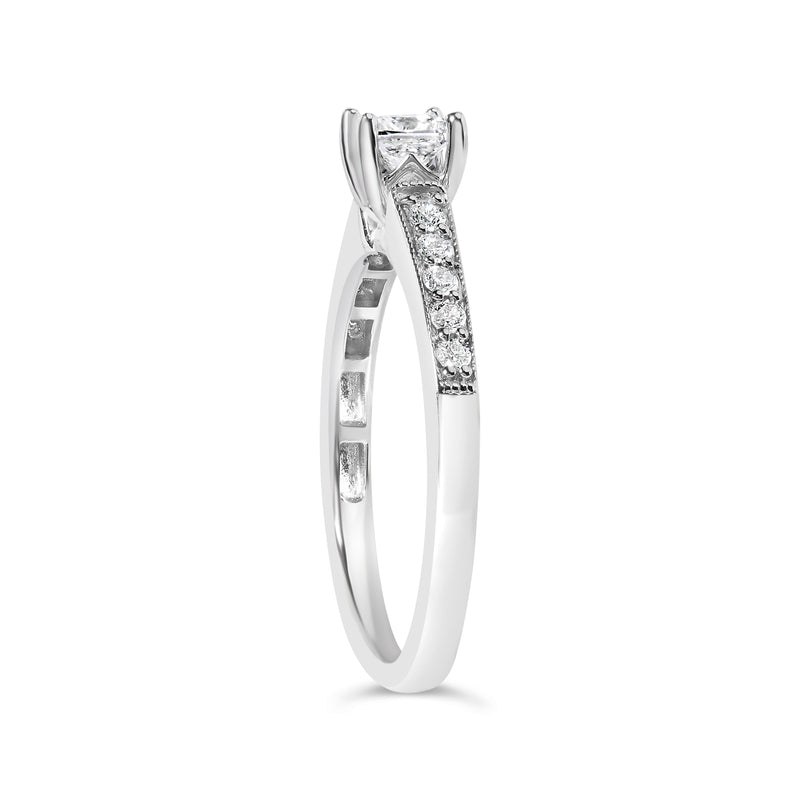 Bids.com 14K White Gold Diamond 1/2 Cttw Princess Cut Diamond Engagement Ring (G-H Color, VS2-SI1 Clarity) - Size 7 Rings