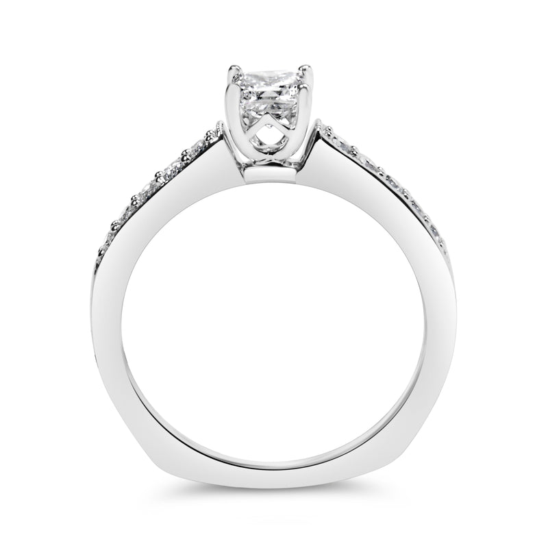 Bids.com 14K White Gold Diamond 1/2 Cttw Princess Cut Diamond Engagement Ring (G-H Color, VS2-SI1 Clarity) - Size 7 Rings