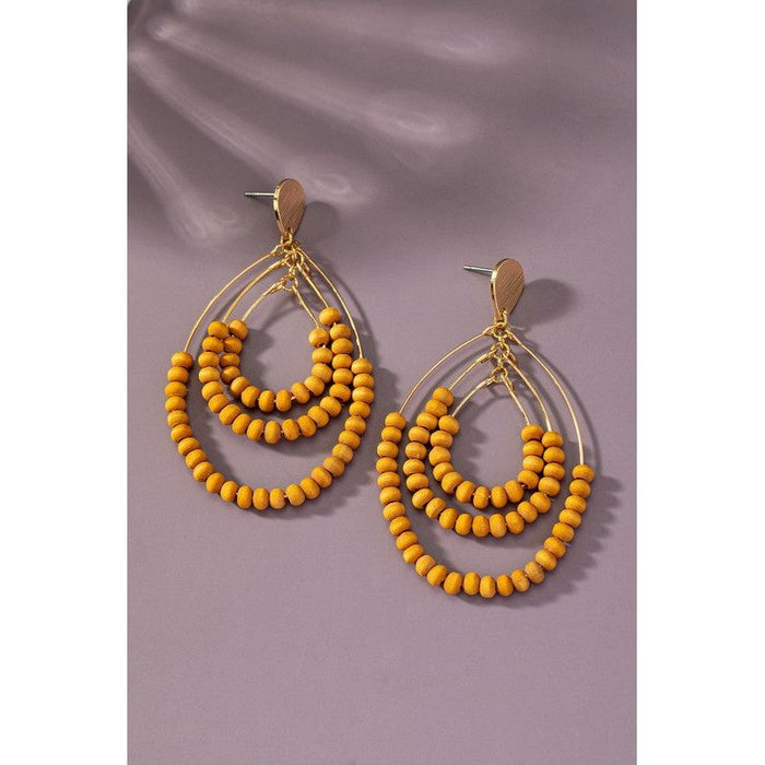 In Stock Three Tier Wood Oval Hoop Earrings