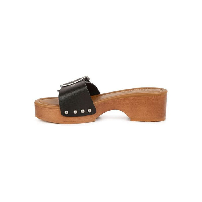 Mindy Buckle Strap Leather Slip Ons