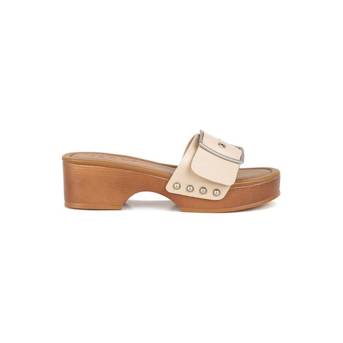 Mindy Buckle Strap Leather Slip Ons