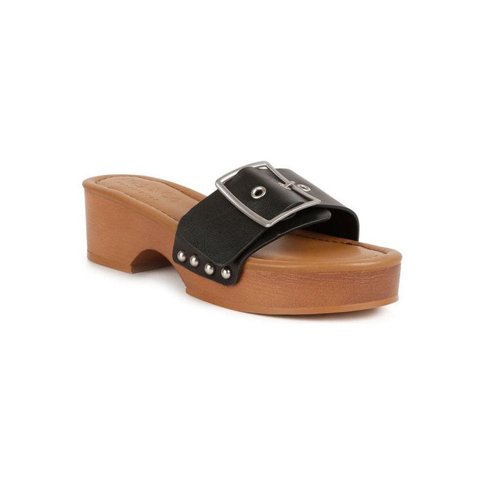 Mindy Buckle Strap Leather Slip Ons