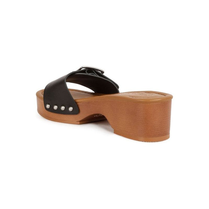 Mindy Buckle Strap Leather Slip Ons