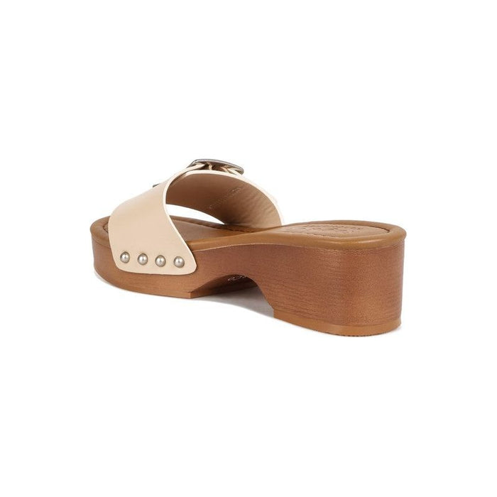 Mindy Buckle Strap Leather Slip Ons