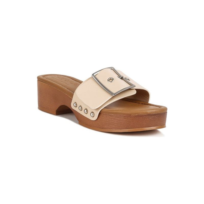 Mindy Buckle Strap Leather Slip Ons