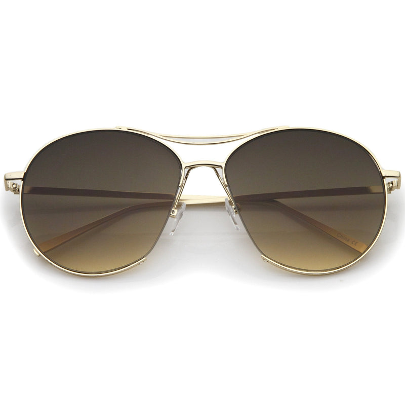 zeroUV Oversize Thin Metal Flat Gradient Flat Lens Sunglasses A845 Sunglasses