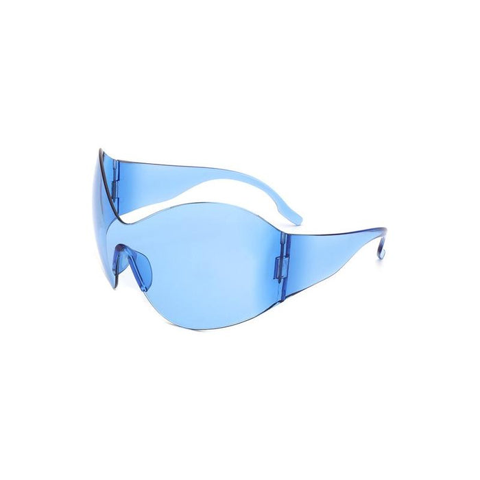 Fashion Rimless Oversized Wraparound Sunglasses