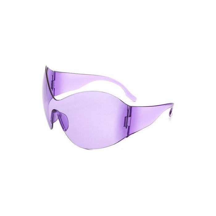 Fashion Rimless Oversized Wraparound Sunglasses