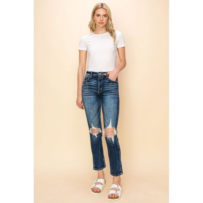 At1046cgd High Rise Stretch Ankle Cigarette Jeans