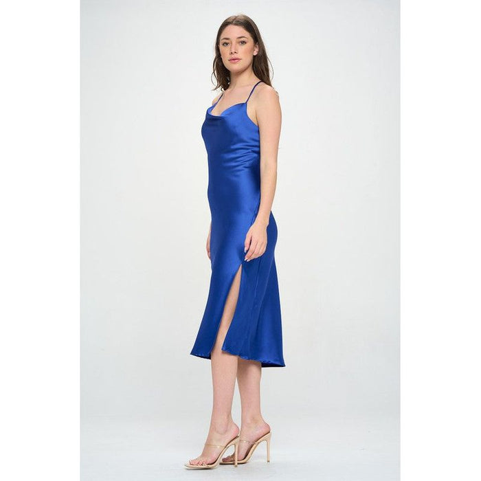 Satin Bias Slip Dress with Slit